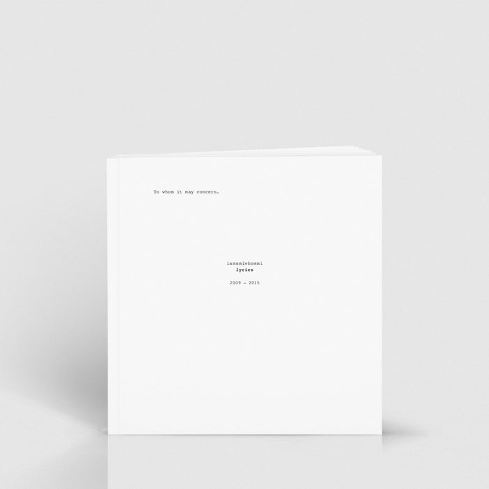 iamamiwhoami; lyric book