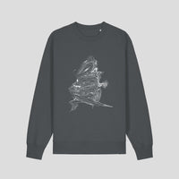 ionnalee illustrated MOUTH OF A RIVER sweatshirt - ASH