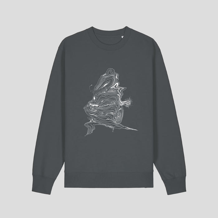 ionnalee illustrated MOUTH OF A RIVER sweatshirt - ASH